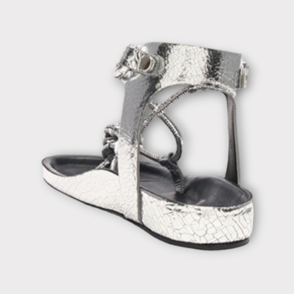 Isabel Marant Either Metallic Leather Sandals Tulip Bow Gladiator Womens Size 36 - Picture 7 of 15